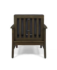 Rainsken Outdoor Accent Chair, Acacia Wood Patio Chair with Thick Cushions and Slat Panel Design, Weather Resistance for Backyard and Poolside