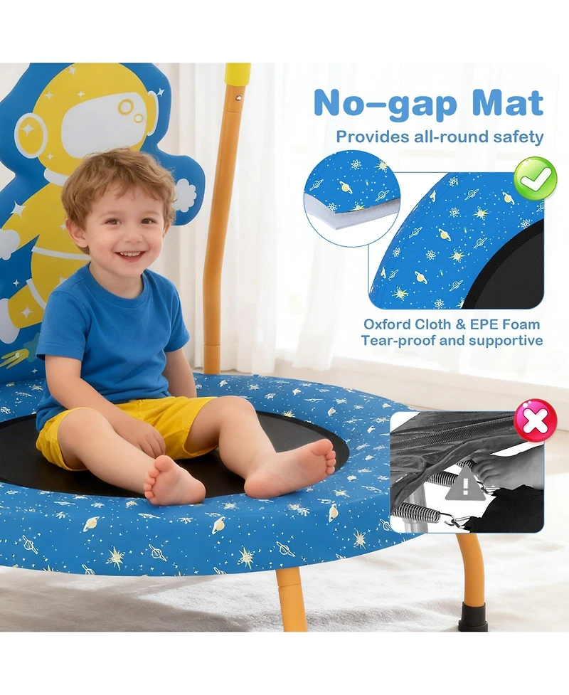 Slickblue Toddler Trampoline with Foam Grip Handle and Safety Pad