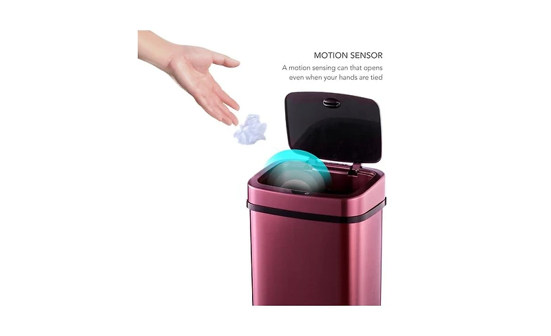 Ninestars Rectangular Motion Sensor Trash Can 3.2 Gallon Stainless Steel