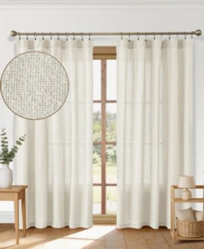 Awesome Home Boucle Semi Sheer Back Tab Single Curtain Panel
