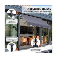 Sugift 118 in Manual Retractable Patio Awning Sunshade Shelter with 39 in Drop Down Curtain