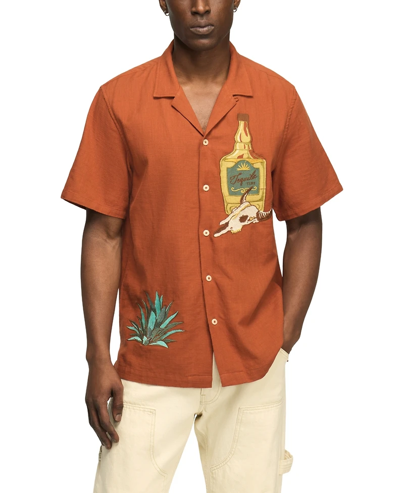 Lucky Brand Men's Embroidered Tequila Time Short-Sleeve Shirt