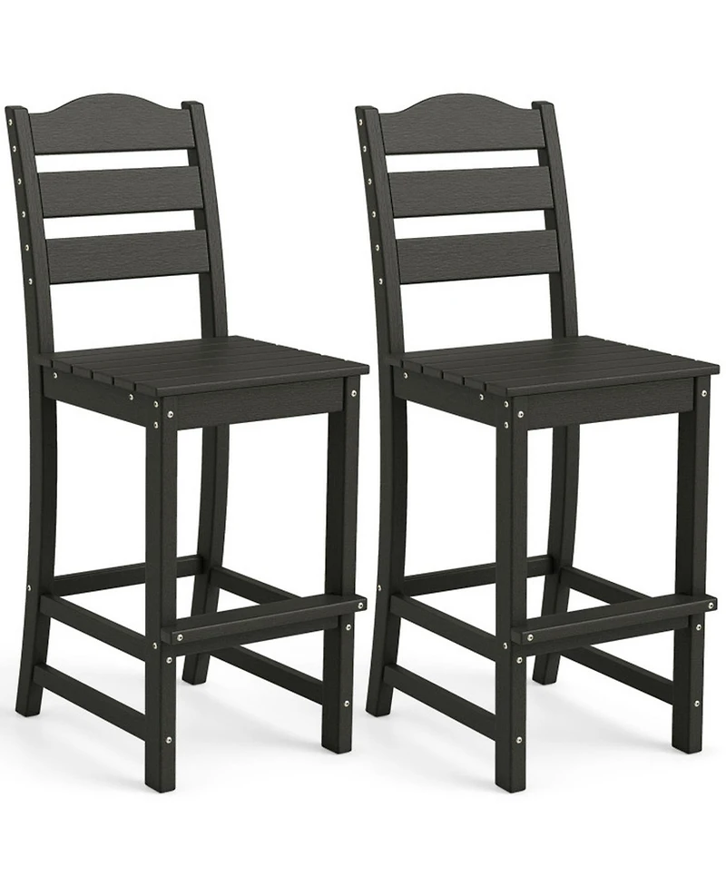 Gouun Outdoor Hdpe Counter Height Bar Stool with Back, Armrests and Built-In Footrest