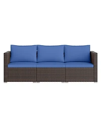 Gouun 3-in-1 Outdoor Wicker Daybed with Adjustable Backrest and Storage Ottoman, 66 in Wide