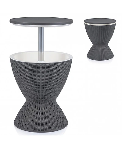 Gouun Height-Adjustable Outdoor Cooler Bar Table with 8-Gallon Ice Bucket Storage