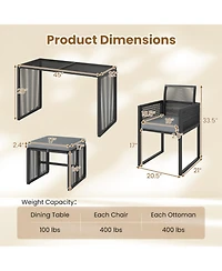 Gouun 5-Piece Outdoor Pe Rattan Patio Dining Set with Removable Cushioned Chairs and Ottomans