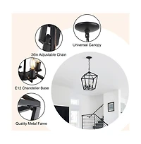 16-inch Modern Matte Black Iron Chandelier