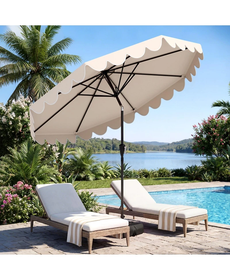 Costway Patio Umbrella with Weighted Base, Sandbags, Push Button Tilt and Crank