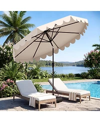 Costway Patio Umbrella with Weighted Base, Sandbags, Push Button Tilt and Crank