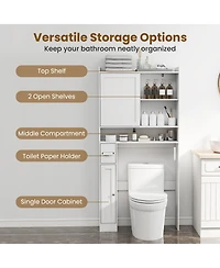Gymax Over the Toilet Cabinet Space-saving Bathroom Storage Organizer w/ Sliding Door