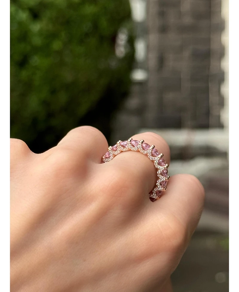 Suzy Levian Sterling Silver Cubic Zirconia Pave U-Shape Setting Eternity Band Ring