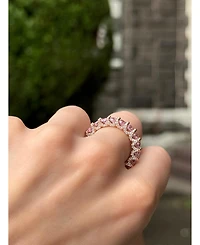 Suzy Levian Sterling Silver Cubic Zirconia Pave U-Shape Setting Eternity Band Ring