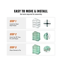 Sugift 4.6 x 4.6 x 6.6 ft Walk In Greenhouse with Shelves Pe Cover Steel Frame Zippered Door