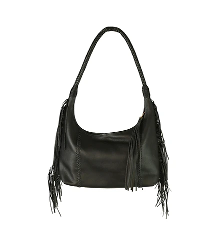 Carlos Falchi Fringe Leather Hobo Bag