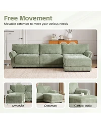Streamdale Furniture 110" Modular Sectional Sofa with Ottoman & Usb Charger