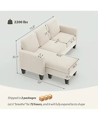 Homcom Sectional Sofa, L Shaped Couch with Reversible Chaise