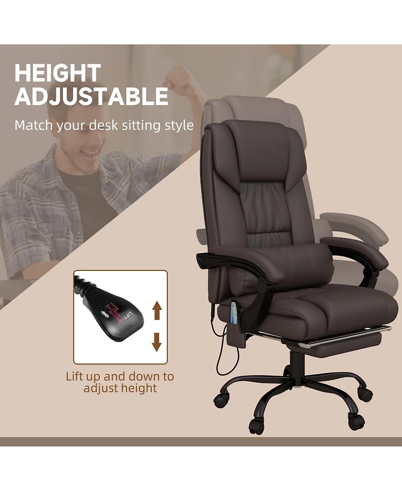 Boyel Living High Back Massage Office Chair with 6 Vibration Points Pu Leather Reclining