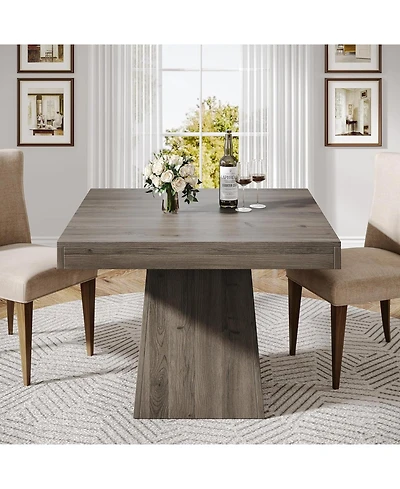 Tribesigns Square Dining Table for 4, 31.5-Inch Kitchen Table Small Dinner Table with Sturdy Pedestal Base, Farmhouse Dining Room Table