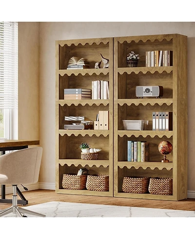 Tribesigns 5-Tier Open Bookcase, 70-Inch Tall Bookshelf with Scalloped Edges