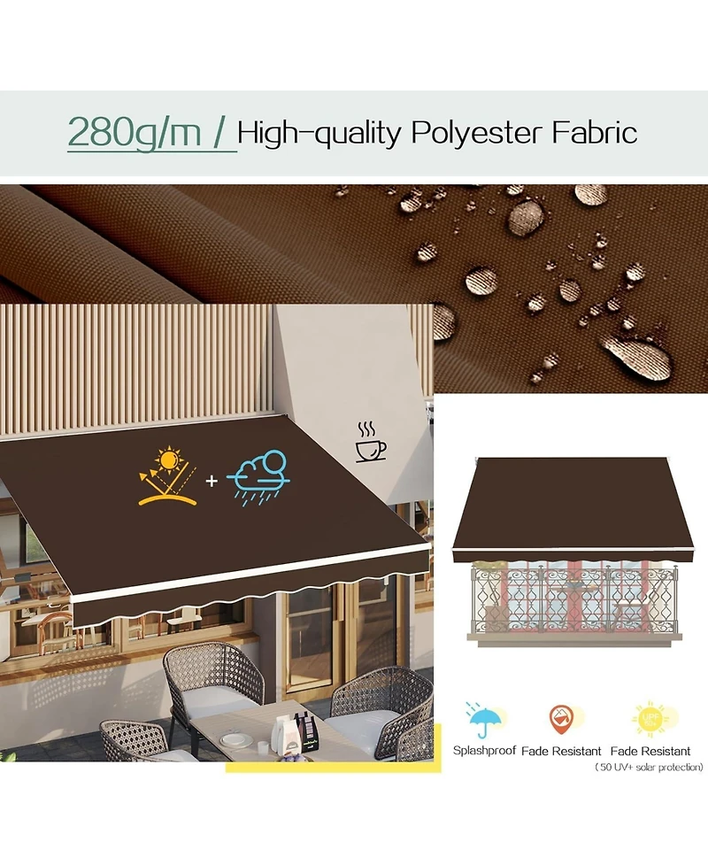 Aecojoy 13'x10' Manual Retractable Awning Sun Shade, Patio Awning Canopy
