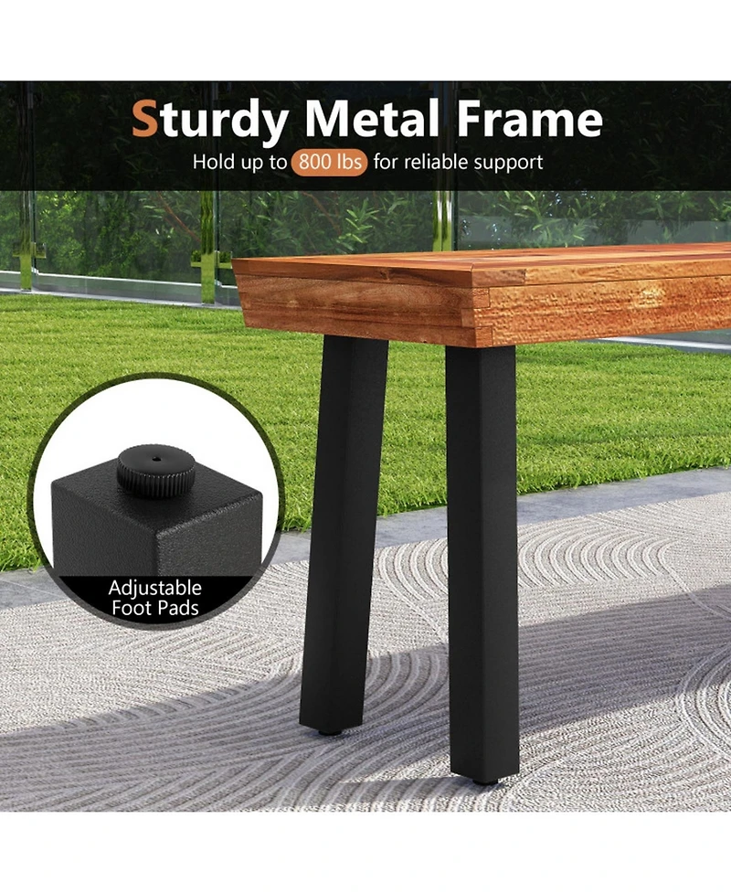Gouun Outdoor Backless Acacia Wood Bench for 2-3 People