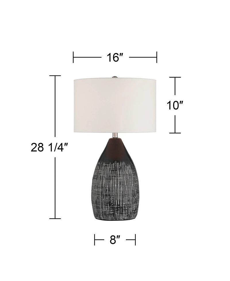 360 Lighting Tabira 28 1/4" Tall Modern End 3-Way Table Lamp Black Finish Ceramic Single Living Room Bedroom