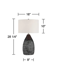 360 Lighting Tabira 28 1/4" Tall Modern End 3-Way Table Lamp Black Finish Ceramic Single Living Room Bedroom