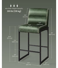 Slickblue Modern Bar Stools Set of 2 Counter Height with Back Support