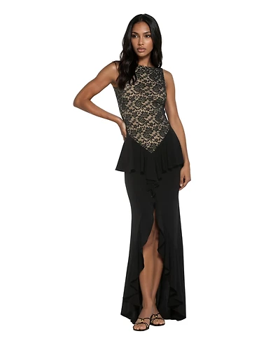 Alexia Admor Women's Perrin Boatneck Ruffle Gown