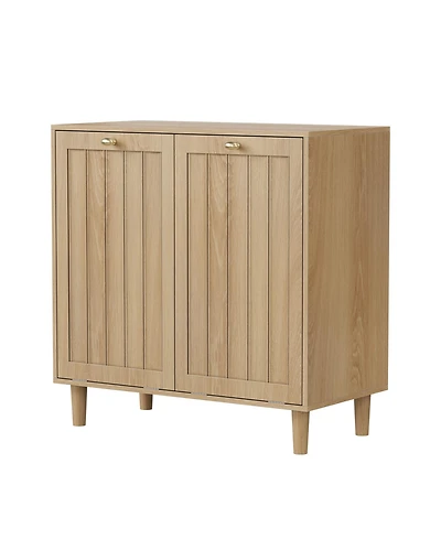 Busdays Laundry Hamper Cabinet with Removable Inner Basket Sloped Lid Concealed Laundry Storage Freestanding Bathroom Organizer