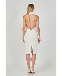 endless rose Women's Draped Halter Midi Dress