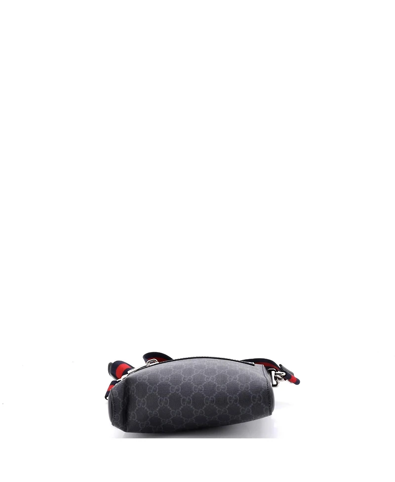 Pre-Owned Gucci Small Web Strap Front Zip Messenger Bag Gg Coated Canvas
