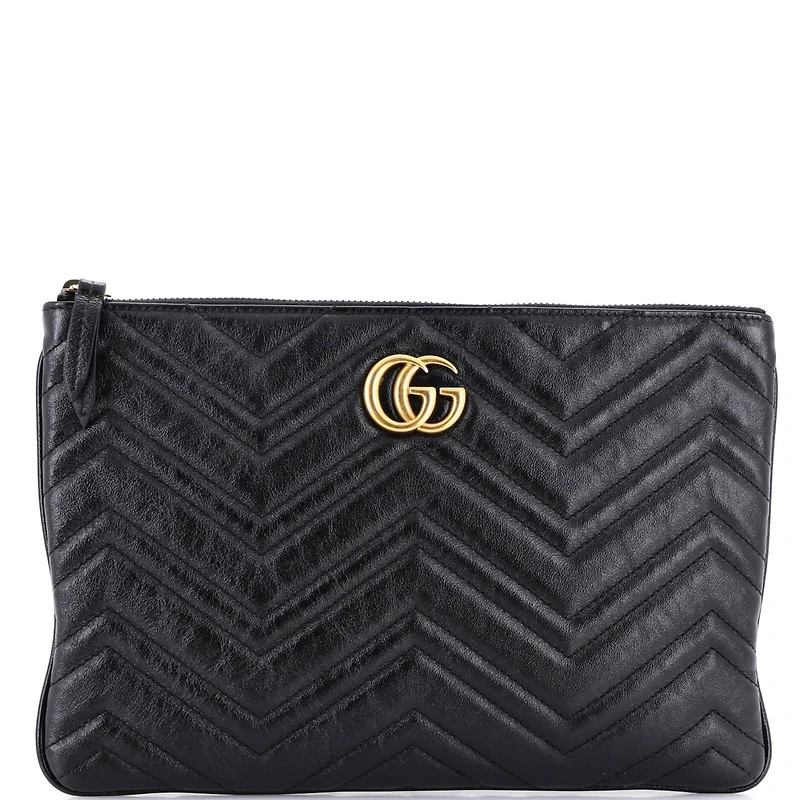 Pre-Owned Gucci Gg Marmont Clutch Matelasse Leather