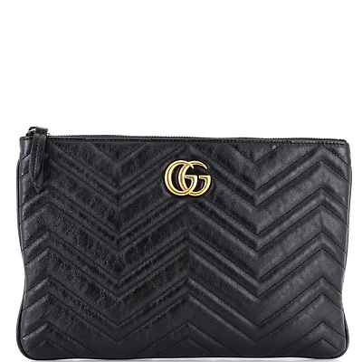 Pre-Owned Gucci Gg Marmont Clutch Matelasse Leather