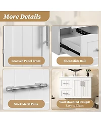 Sillysis 36 Inch Wall Mounted Bathroom Vanity with Ceramic Sink, Soft Close Drawers and Adjustable Shelf for Modern Small Spaces