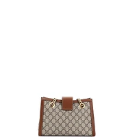 Pre-Owned Gucci Small Padlock Chain Tote Gg Coated Canvas with Leather