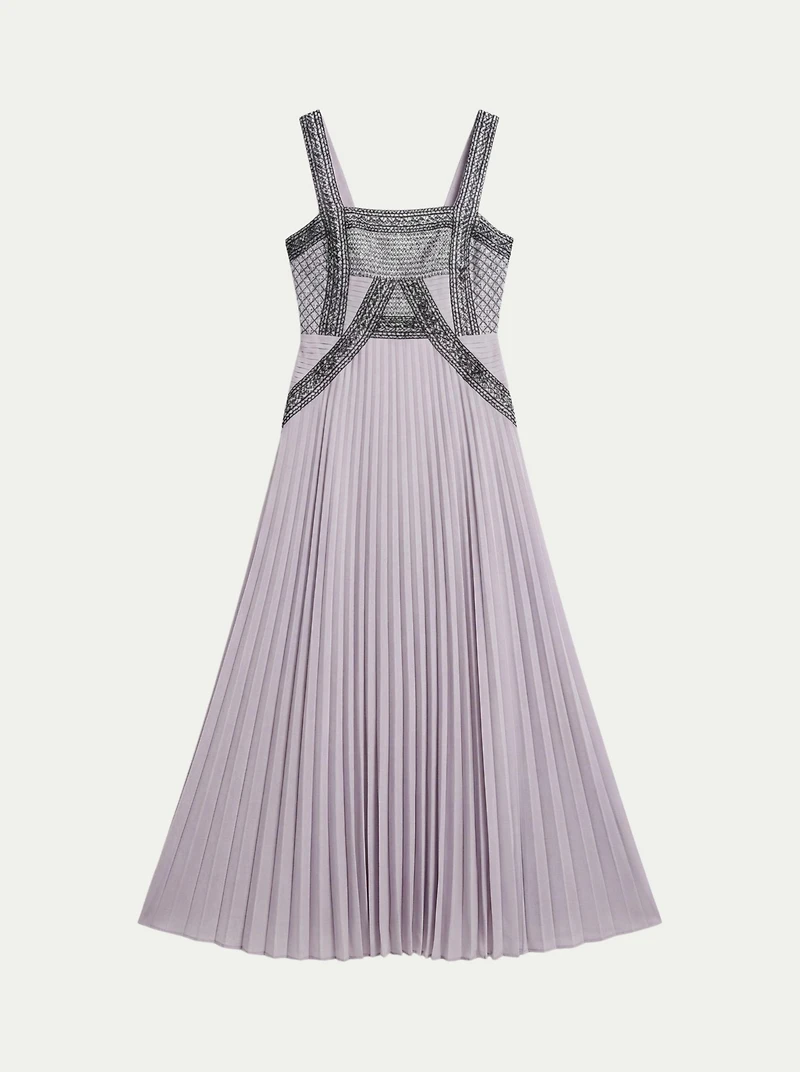 Karen Millen Women's Embellished Pleated Woven Midi Dress