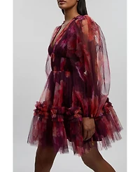 Karen Millen Women's Tulle Balloon Sleeve Mini Dress