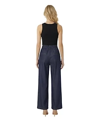 Modenaire Women's High Waist Pleated Wide Leg Pants