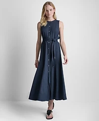 Dkny Women's Sleeveless Belted Midi Dress