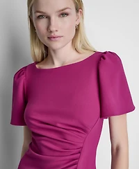 Dkny Women's Short-Sleeve Boat Neck Ruched Dress