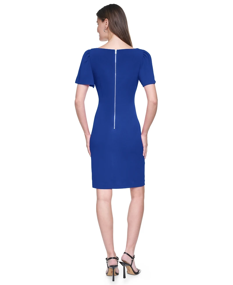 Dkny Women's Short-Sleeve Boat Neck Ruched Dress