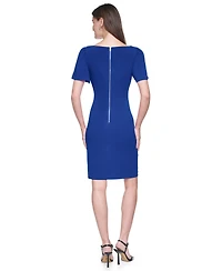 Dkny Women's Short-Sleeve Boat Neck Ruched Dress