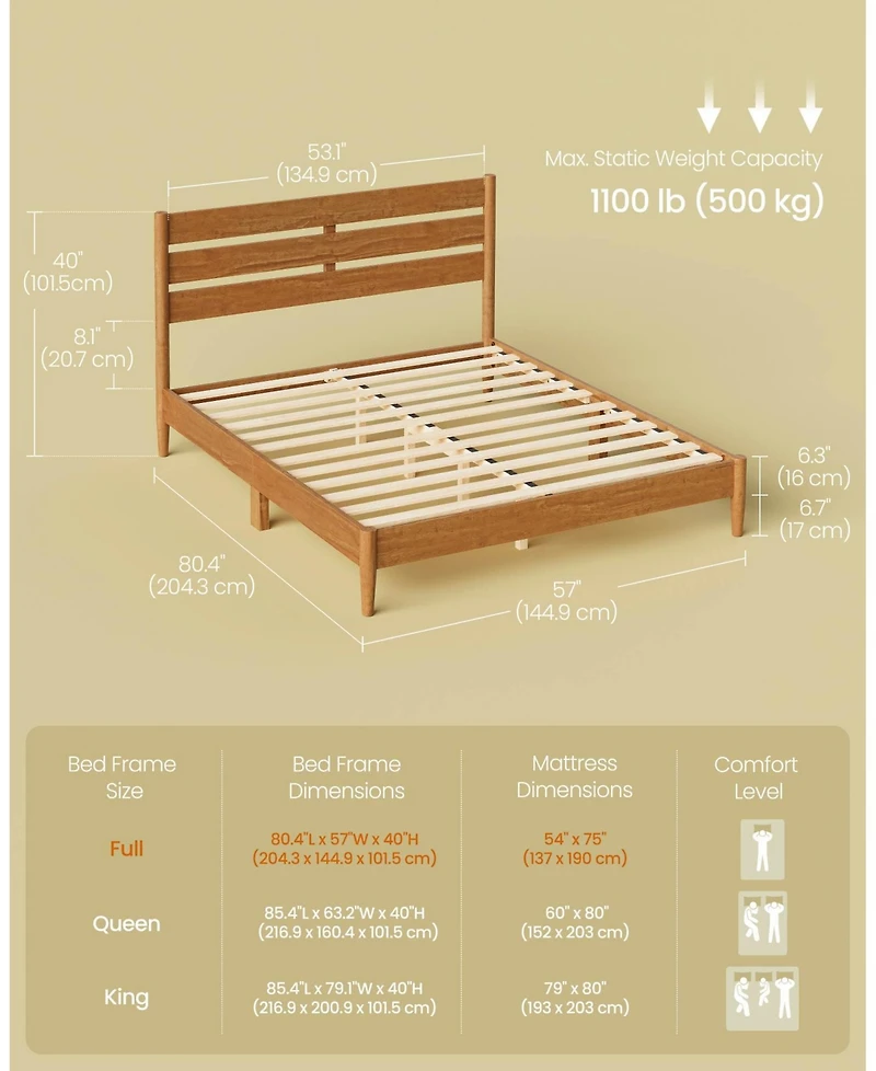 Slickblue Full Bed Frame with Led Headboard Storage Shelf Ports