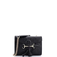 Pre-Owned Gucci Mini Emily Chain Flap Bag Guccissima Leather