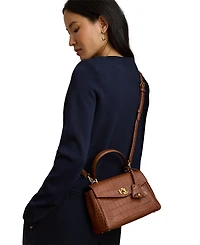 Lauren Ralph Farrah Embossed Small Soft Satchel Handbag