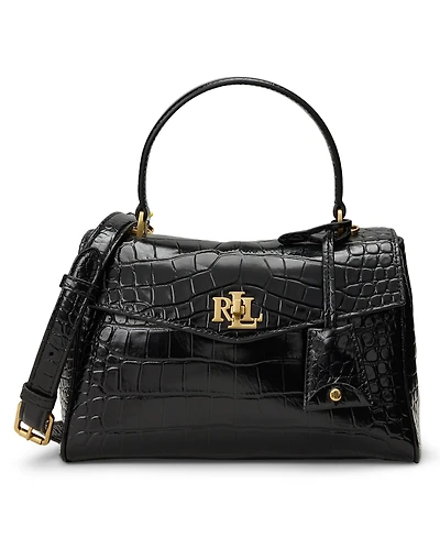 Lauren Ralph Farrah Embossed Small Soft Satchel Handbag