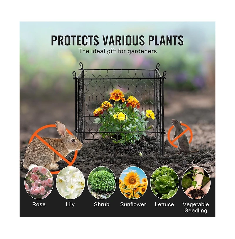 Sugift 4 Pack 13.4 inches Chicken Wire Plant Protector Cages with Ground Stakes
