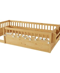 Rainsken Montessori Floor Bed with Storage Shelf and Light, No Slats Included