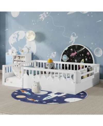 Rainsken Size Montessori Floor Bed With Storage Shelf Light No Slats Included